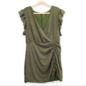 Tularosa Green Polka Dot Mini Wrap Dress size XL